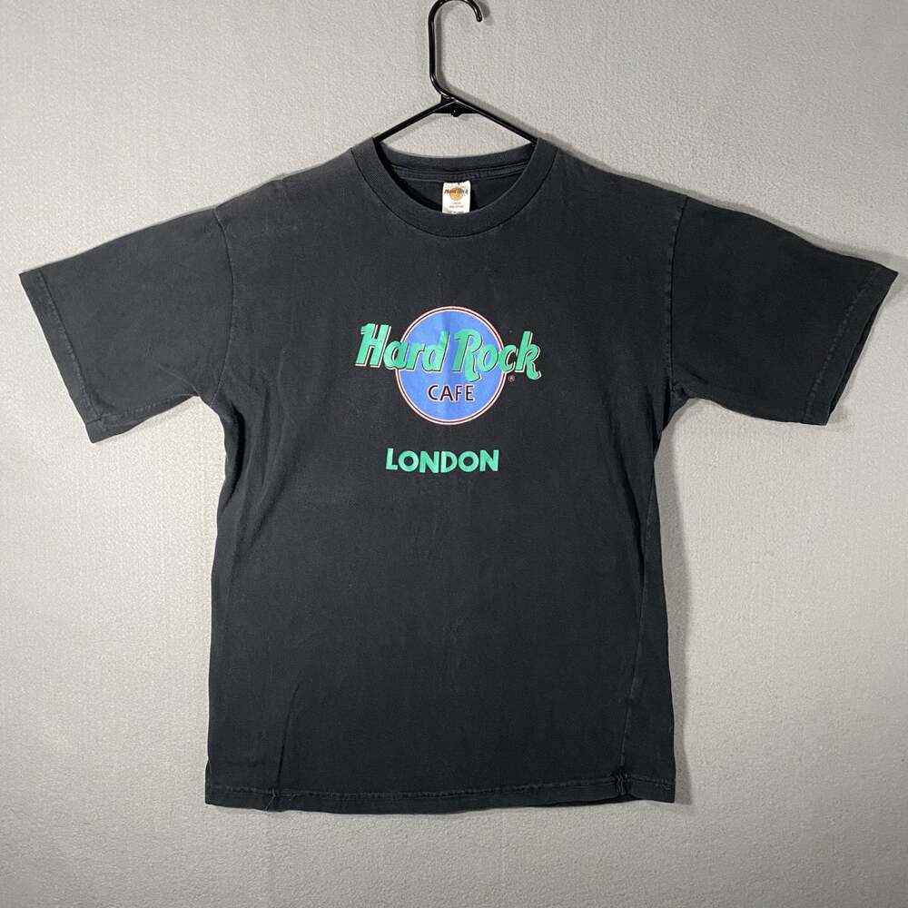 Hard Rock Cafe London Black Graphic T Shirt Size XL Vintage Y2K